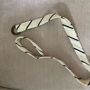 J Crew brand navy and cream striped belt, size S/M